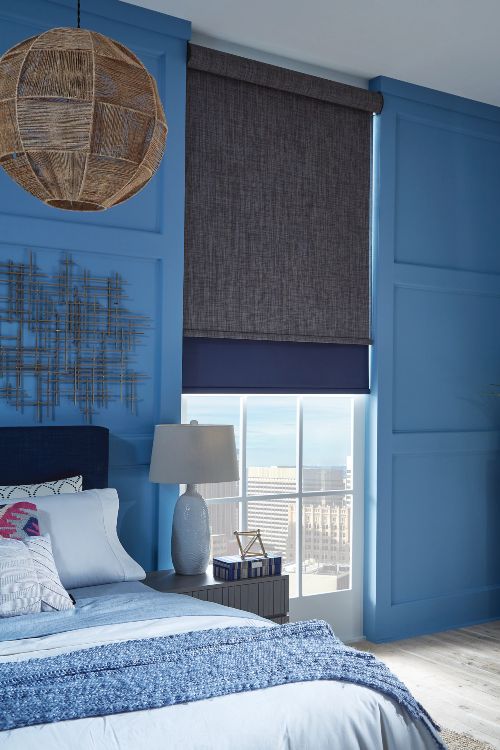 Dual shades used to great effect in bedroom in Scottsdale AZ and Boerne TX
