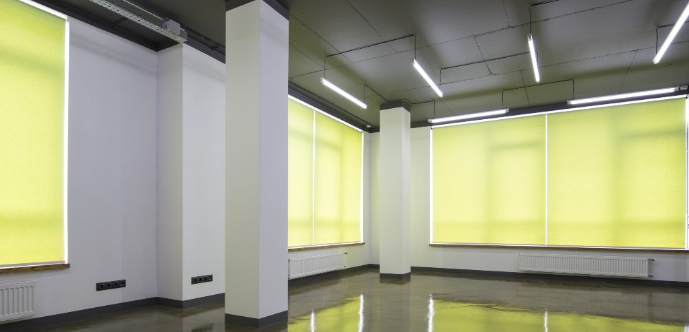 Light green, motorized shades ins swanky Scottsdale AZ and Boerne TX office