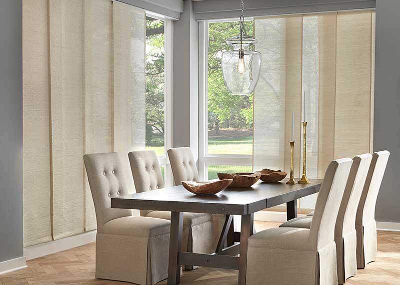 Woven panel track blinds at Blinds By Design in Scottsdale AZ and Boerne TX